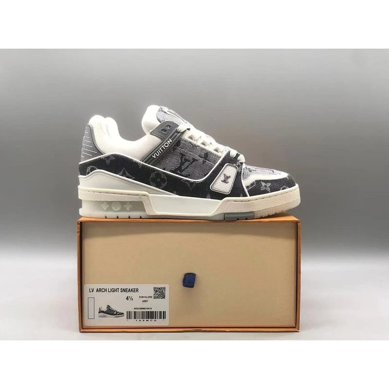 Trainer Low Top Sneakers   round toe lace-up low-top Grey White - Style 25