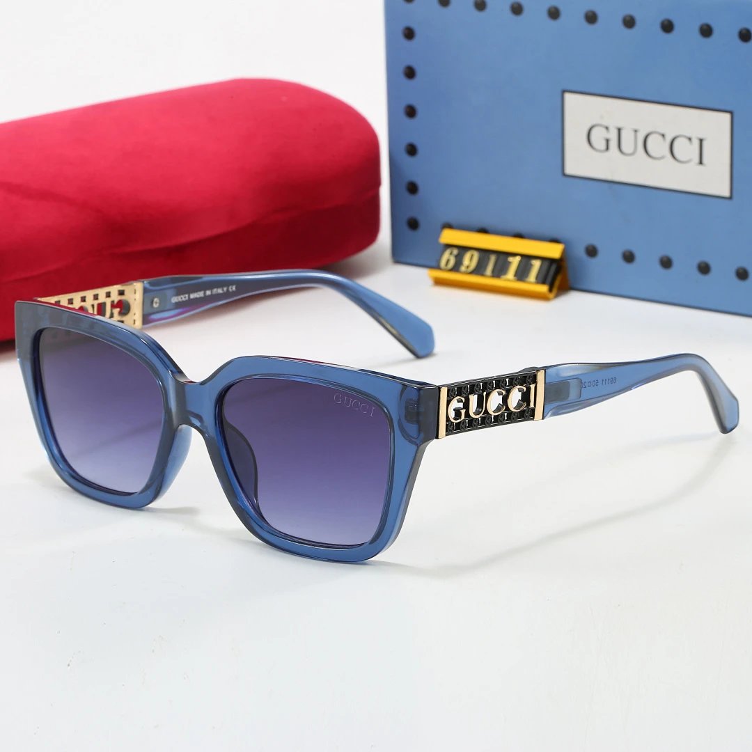 Gucci Tinted Lens Square Sunglasses, Polished Frame Style 22