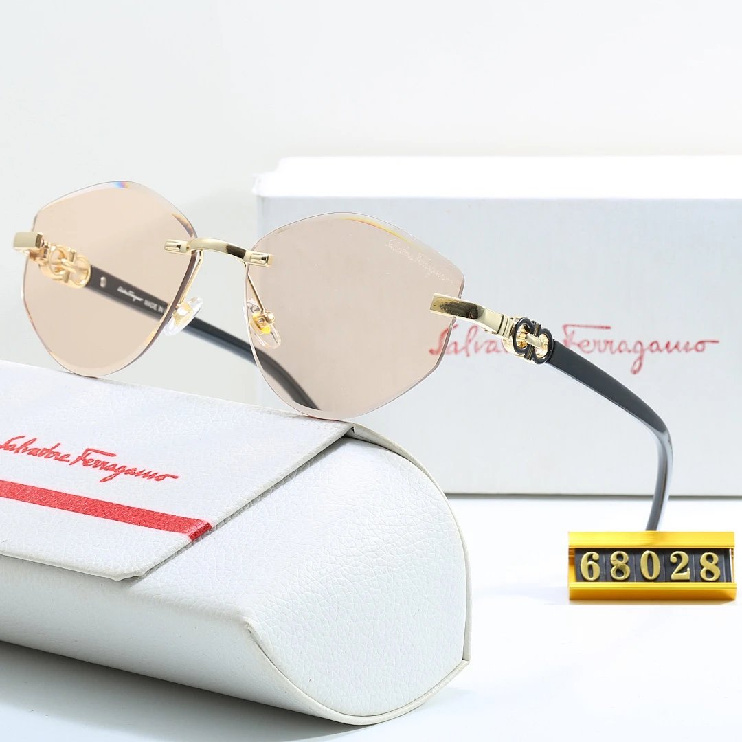 Ferragamo Gray Tinted Lens Square Sunglasses, Polished Frame Style 02