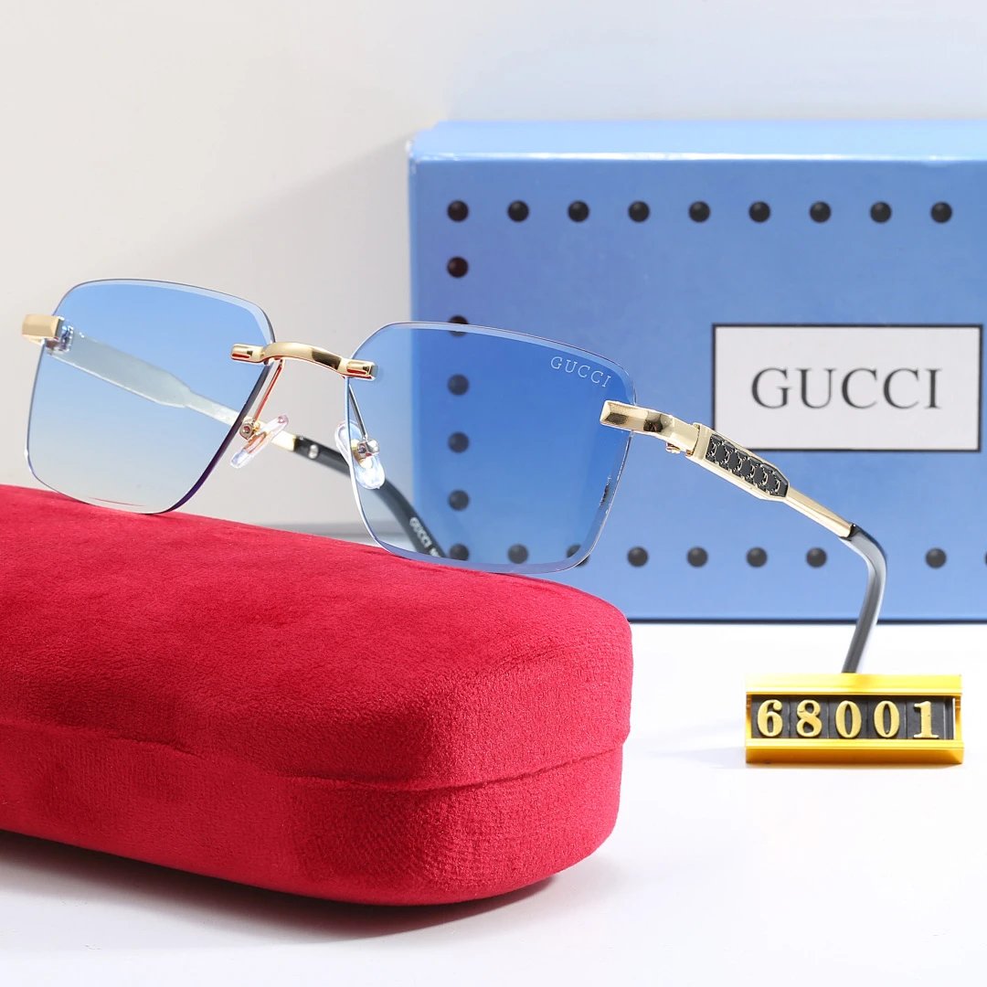 Gucci Red Tinted Lens Square Sunglasses, Polished Frame Style 20