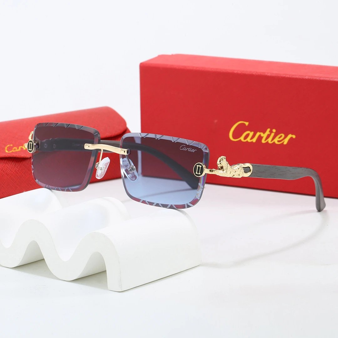 Cartier Red Tinted Lens Geometric Sunglasses, Polished Frame Style 02