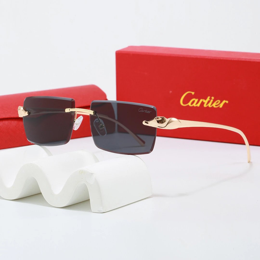 Cartier Red Tinted Lens Geometric Sunglasses, Polished Frame Style 10