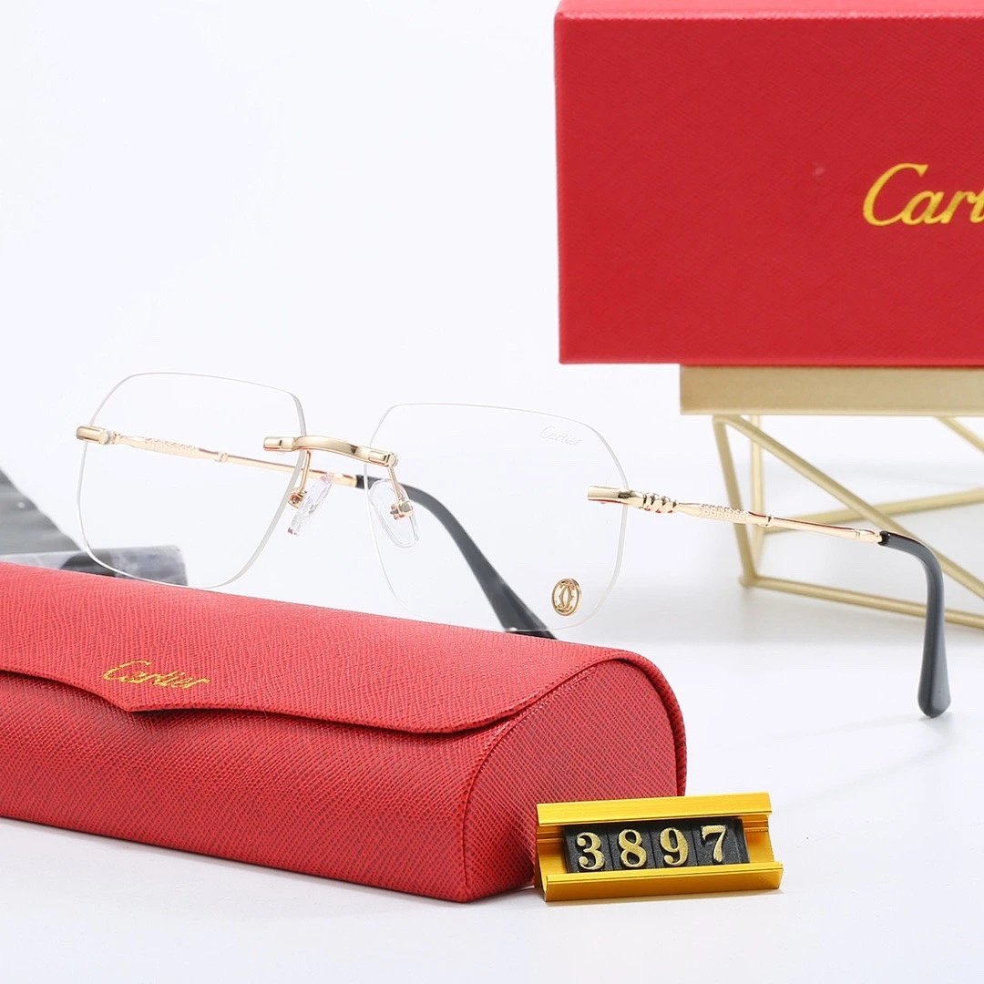 Cartier Brown Tinted Lens Geometric Sunglasses, Polished Frame Style 06