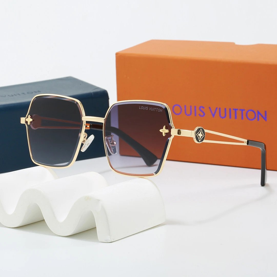 Louis Vuitton Brown Tinted Lens Square Sunglasses, Polished Frame Style 33