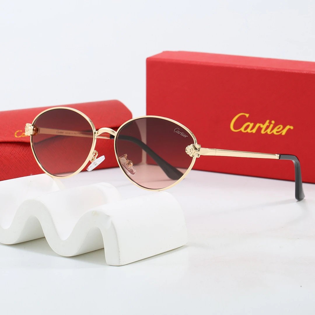 Cartier Red Tinted Lens Geometric Sunglasses, Polished Frame Style 07