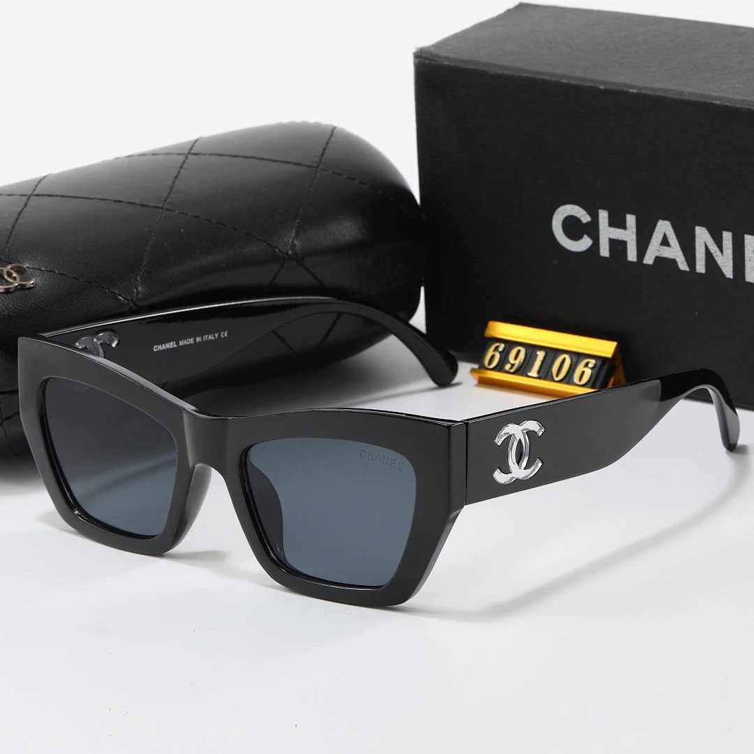 Chanel Black Tinted Lens Square Sunglasses, Polished Frame Style 28