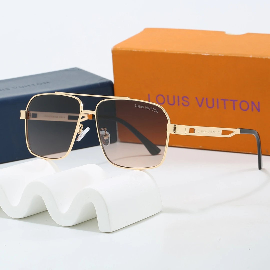 Louis Vuitton Brown Tinted Lens Square Sunglasses, Polished Frame Style 14