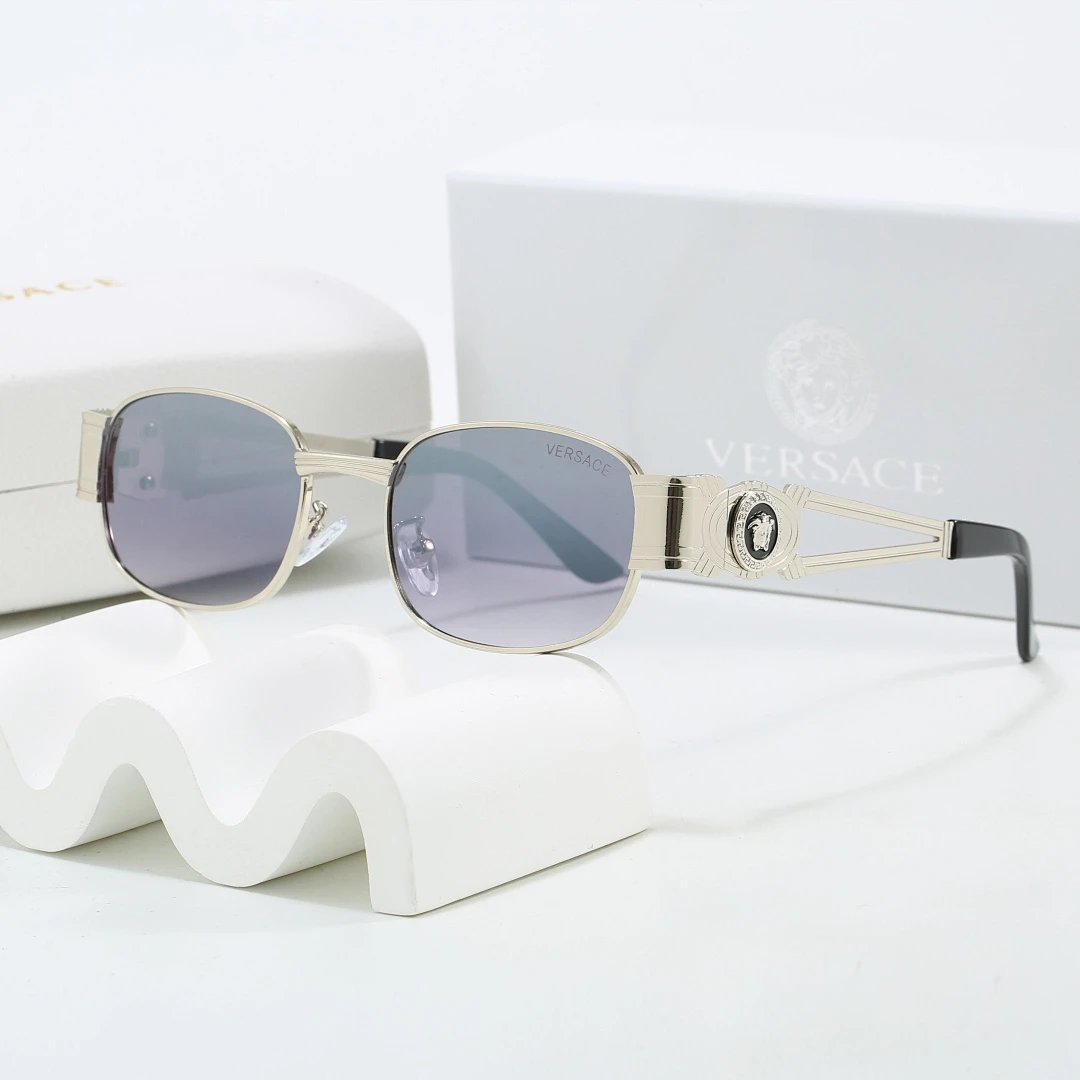Versace Gray Tinted Lens Square Sunglasses, Polished Frame Style 22
