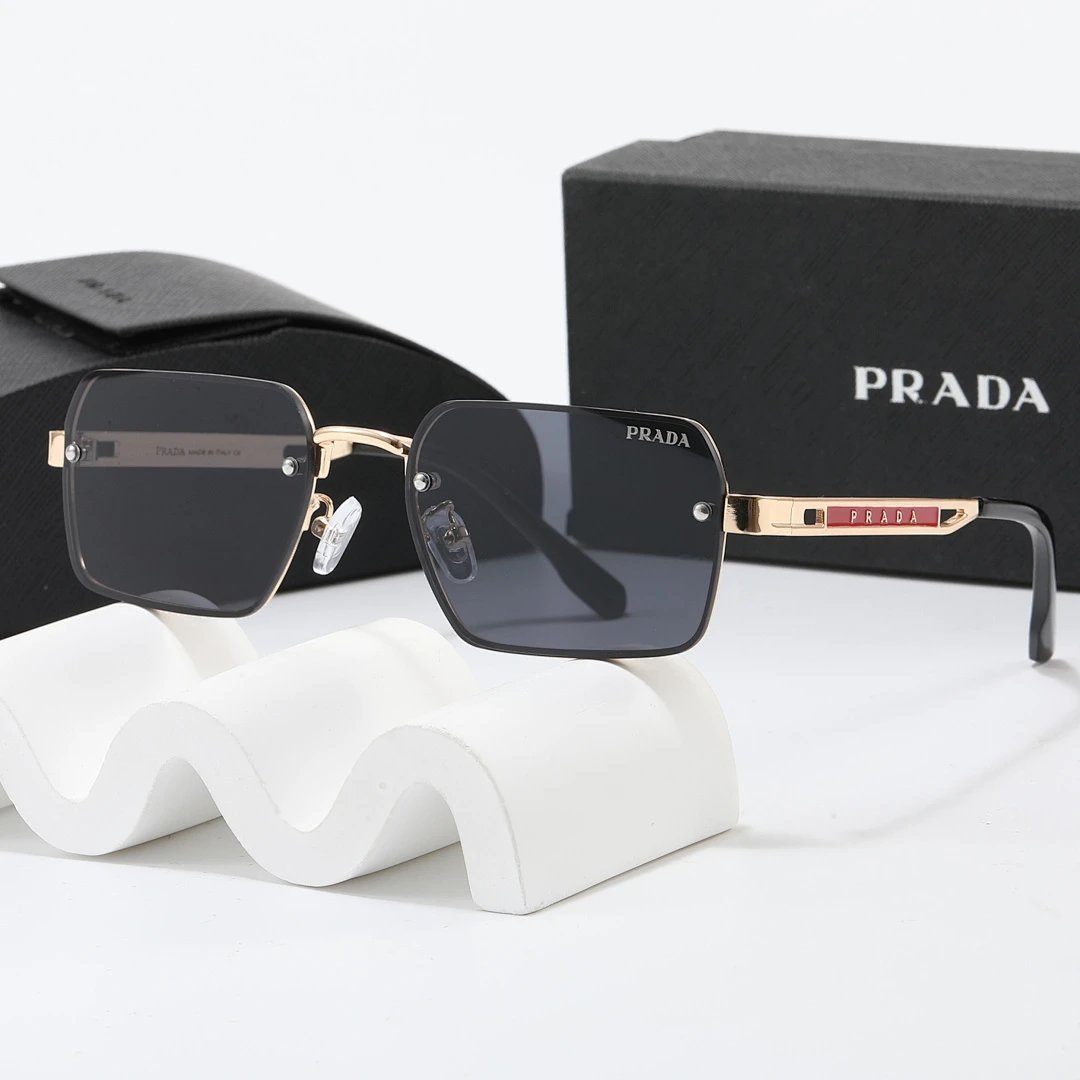 Prada Black Tinted Lens Square Sunglasses, Polished Frame Style 13