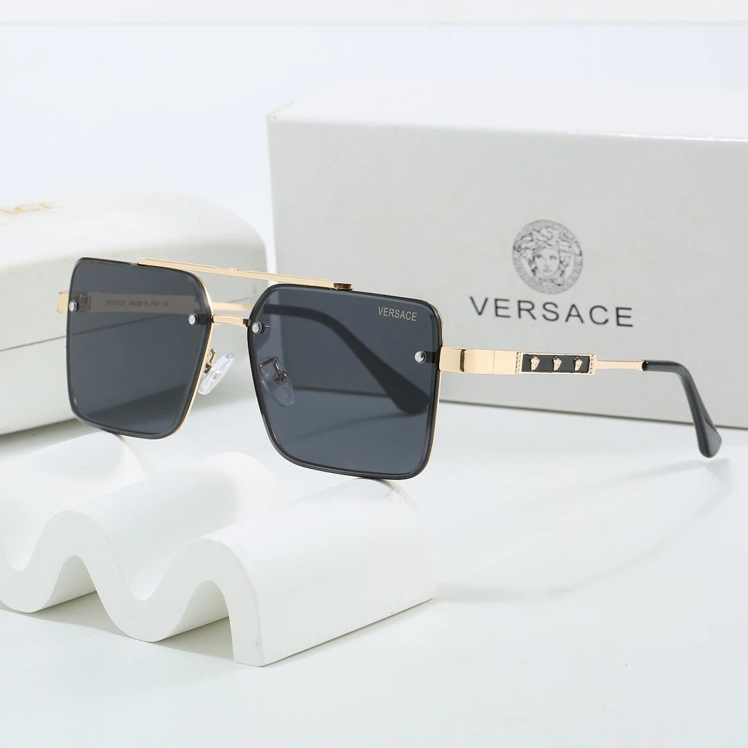 Versace Black Tinted Lens Square Sunglasses, Polished Frame Style 18