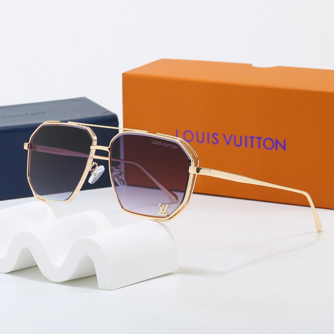 Louis Vuitton Brown Tinted Lens Square Sunglasses, Polished Frame Style 19