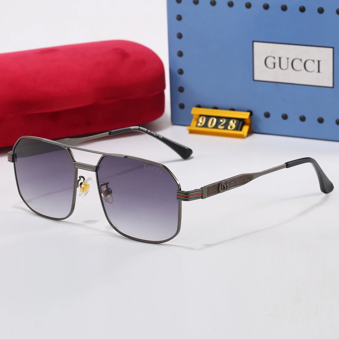 Gucci Tinted Lens Square Sunglasses, Polished Frame Style 32