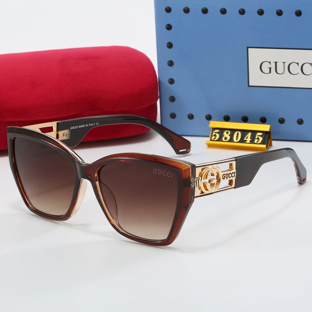 Gucci Tinted Lens Square Sunglasses, Polished Frame Style 23