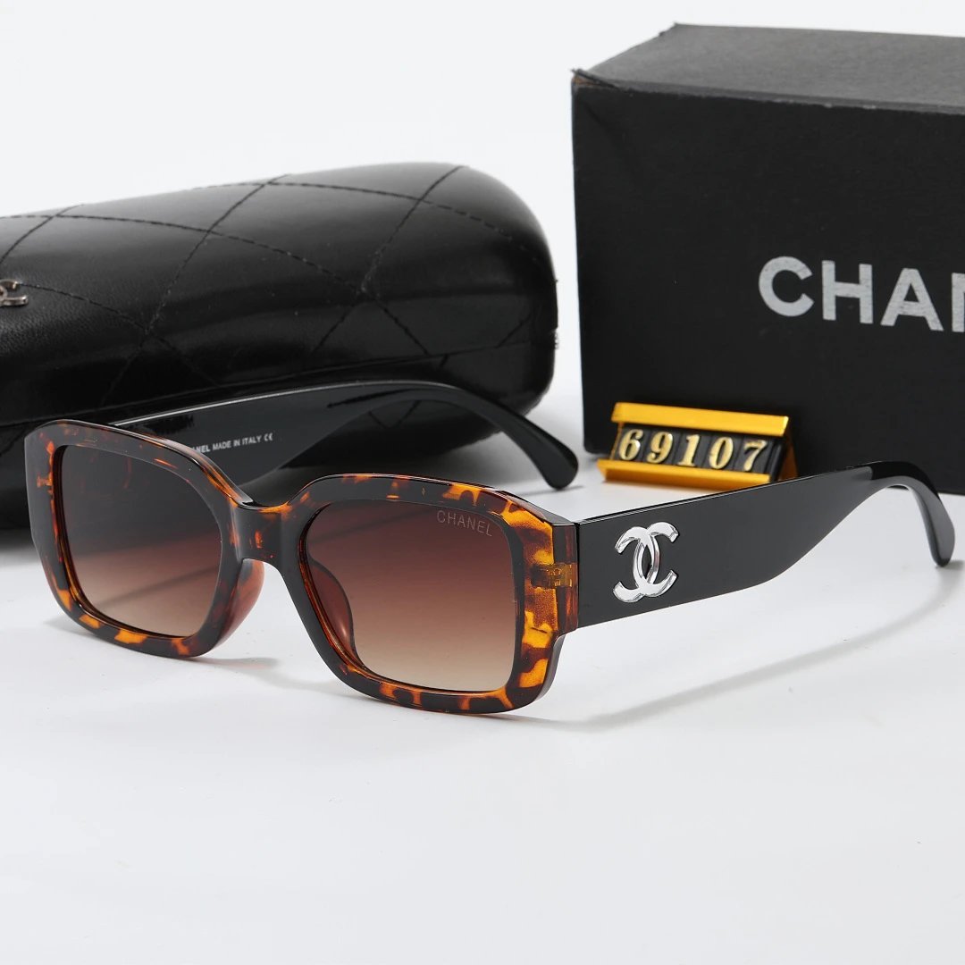 Chanel Black Tinted Lens Square Sunglasses, Polished Frame Style 10
