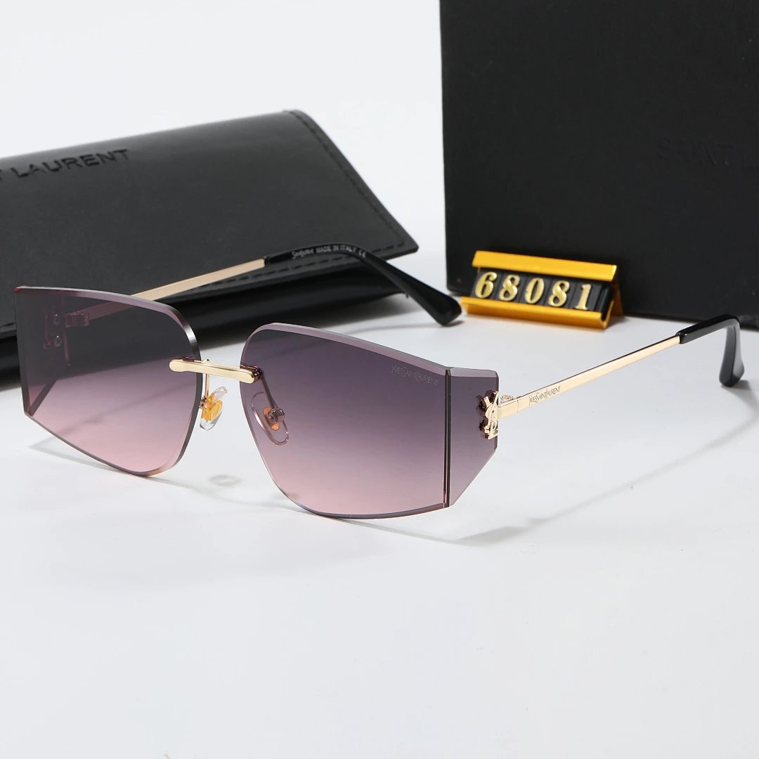 Saint Laurent Black Tinted Lens Square Sunglasses, Polished Frame Style 14