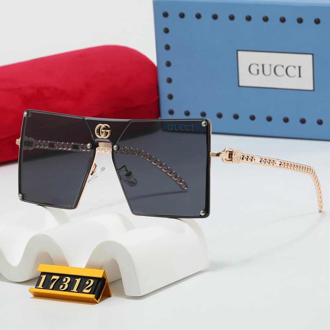 Gucci Gray Tinted Lens Square Sunglasses, Polished Frame Style 12