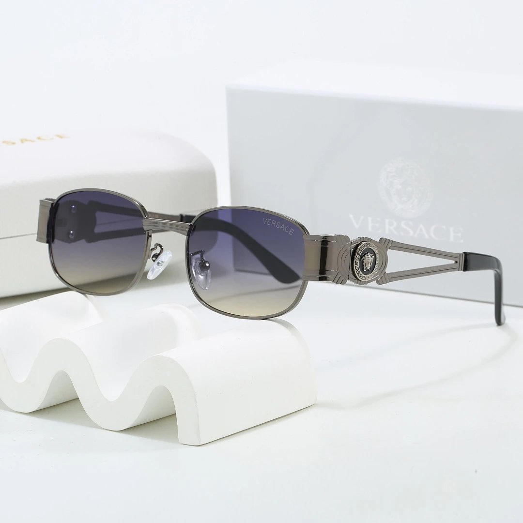 Versace Gray Tinted Lens Square Sunglasses, Polished Frame Style 24