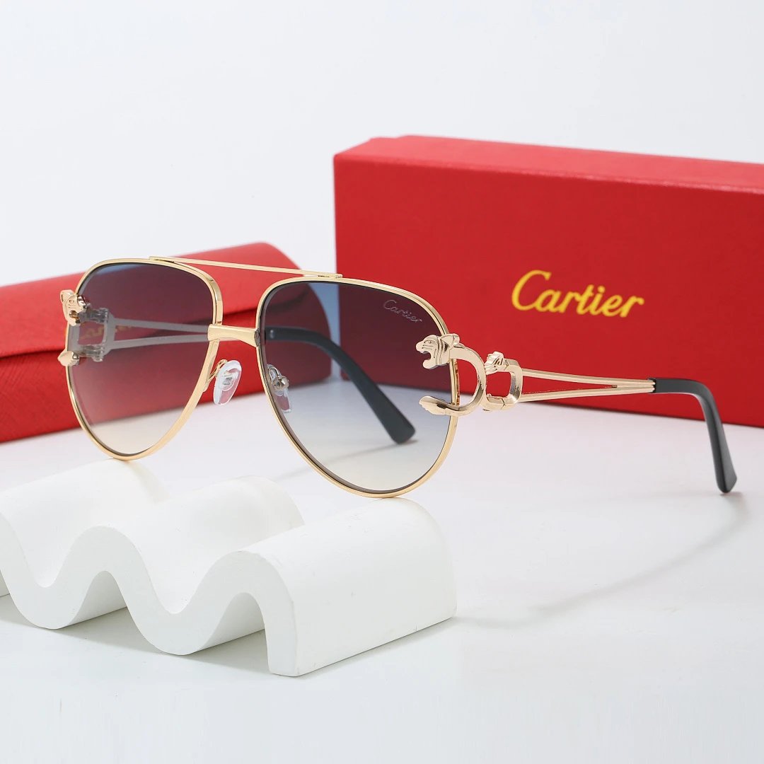 Cartier Red Tinted Lens Geometric Sunglasses, Polished Frame Style 08
