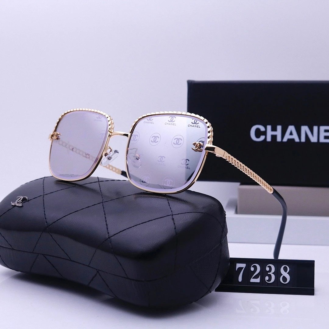Chanel Black Tinted Lens Square Sunglasses, Polished Frame Style 24