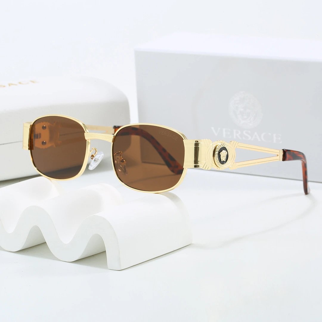 Versace Brown Tinted Lens Square Sunglasses, Polished Frame Style 25