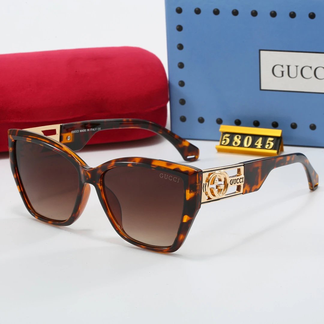 Gucci Tinted Lens Square Sunglasses, Polished Frame Style 21