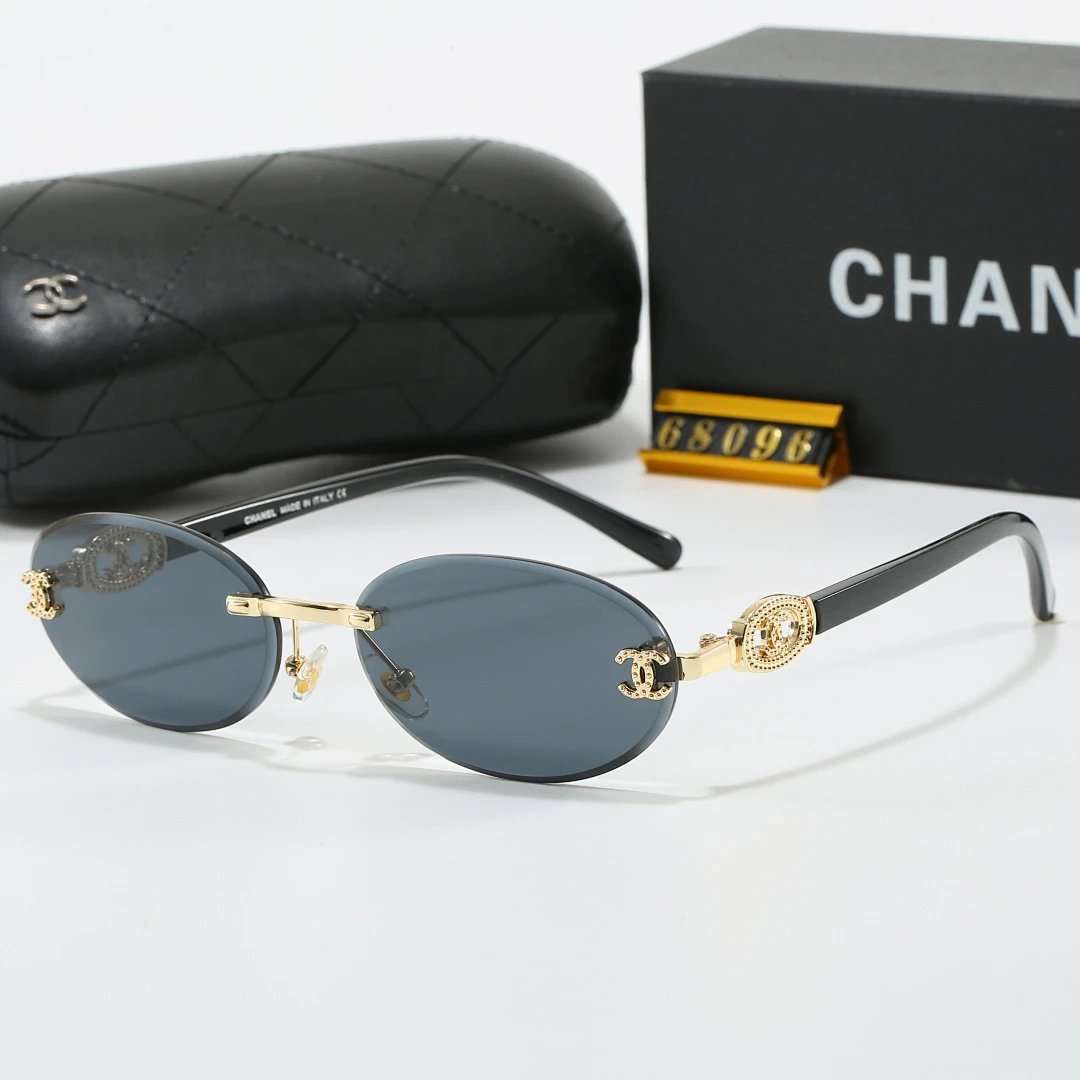 Chanel Black Tinted Lens Square Sunglasses, Polished Frame Style 07