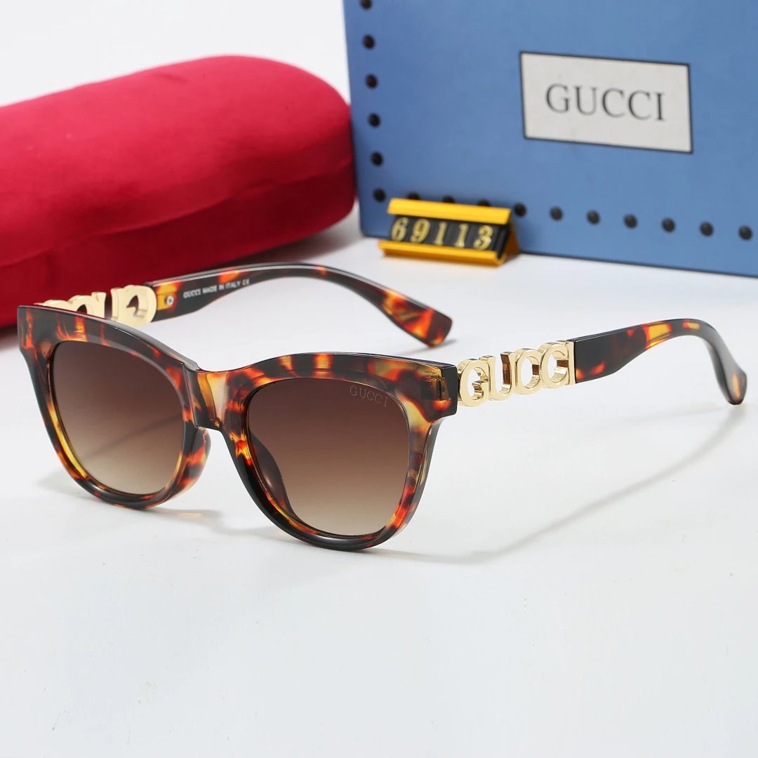 Gucci Brown Tinted Lens Square Sunglasses, Polished Frame Style 10