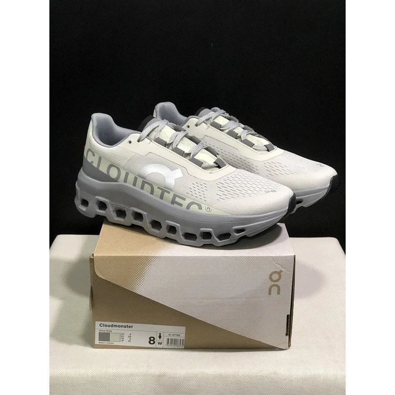 On Cloudmonster 1 Men's Cushioned Everyday Shoe White Gray - Style 20