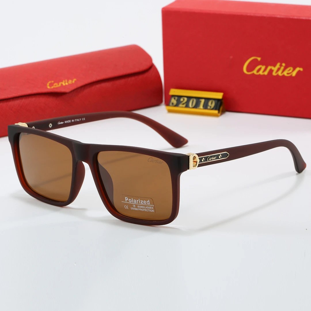 Cartier Red Tinted Lens Geometric Sunglasses, Polished Frame Style 06