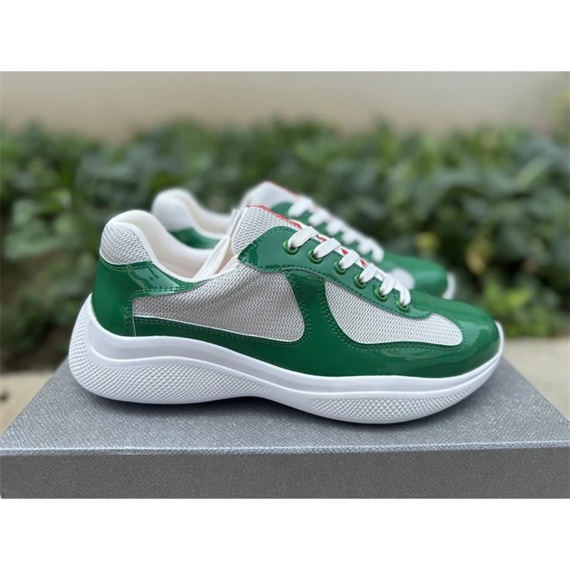 PRADA America's Cup Lifestyle Shoes leather lace-up low-top Green men's - M12024-Style 10