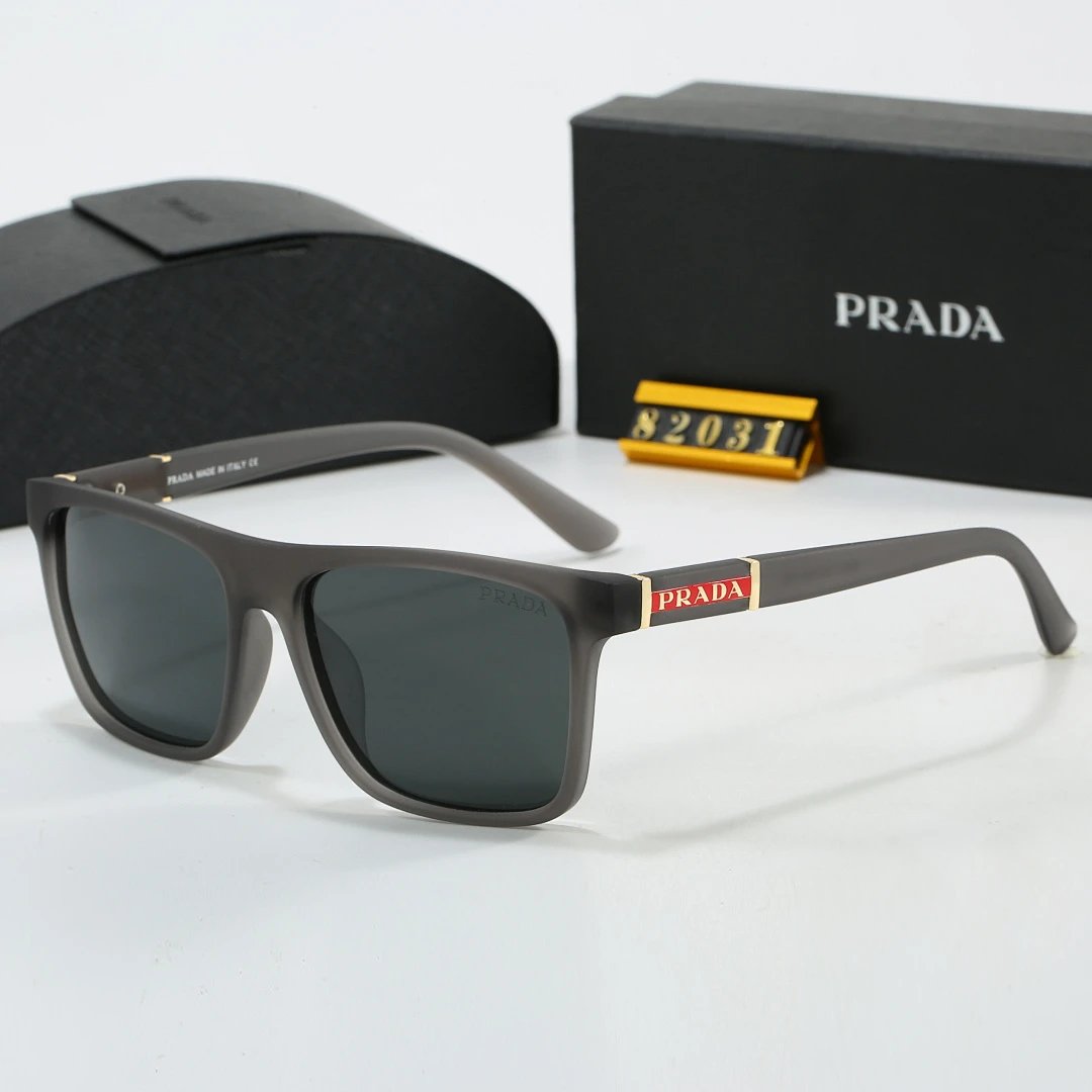 Prada Black Tinted Lens Square Sunglasses, Polished Frame Style 10