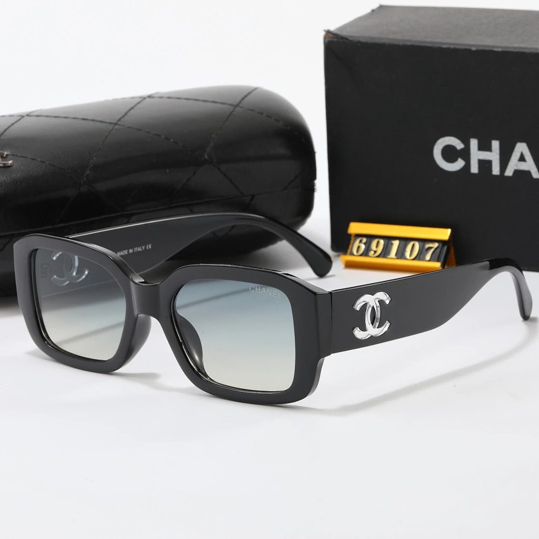 Chanel Black Tinted Lens Square Sunglasses, Polished Frame Style 12