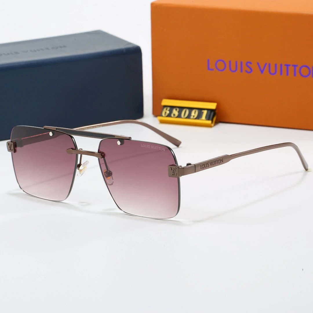 Louis Vuitton Brown Tinted Lens Square Sunglasses, Polished Frame Style 33