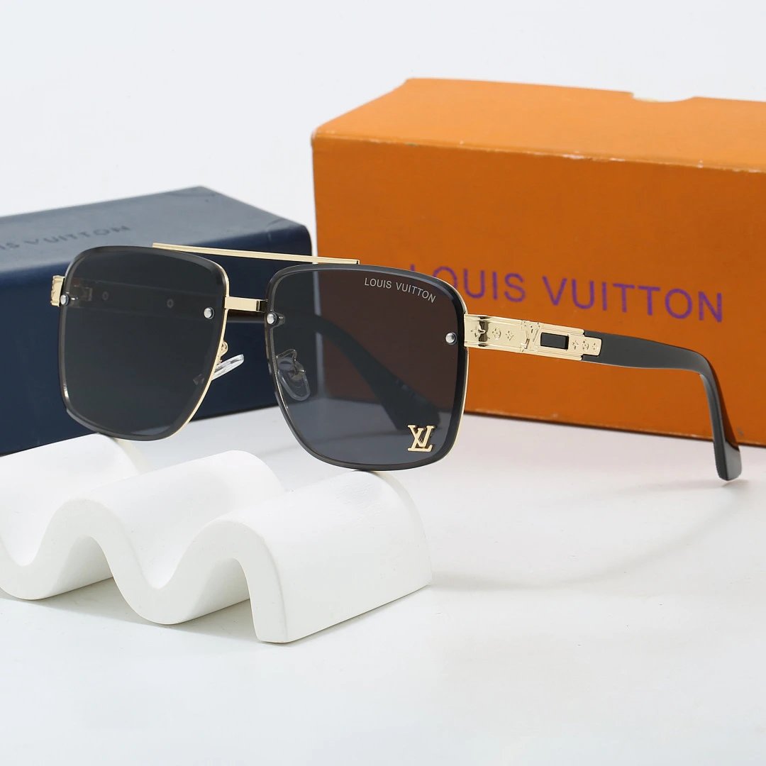 Louis Vuitton Brown Tinted Lens Square Sunglasses, Polished Frame Style 15