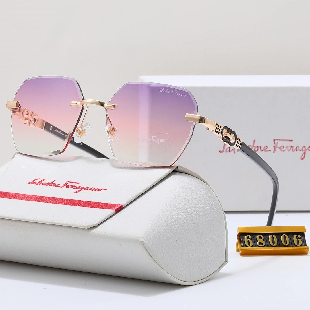 Ferragamo Tinted Lens Square Sunglasses, Polished Frame Style 09