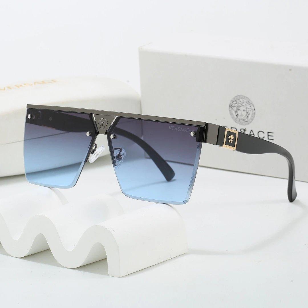 Versace Gray Tinted Lens Square Sunglasses, Polished Frame Style 18