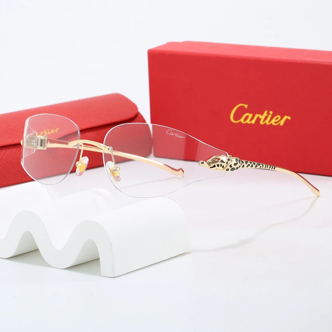 Cartier Red Tinted Lens Geometric Sunglasses, Polished Frame Style 13