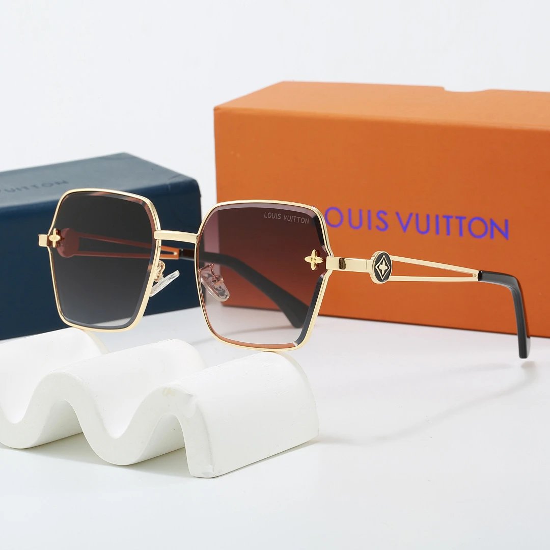 Louis Vuitton Brown Tinted Lens Square Sunglasses, Polished Frame Style 30