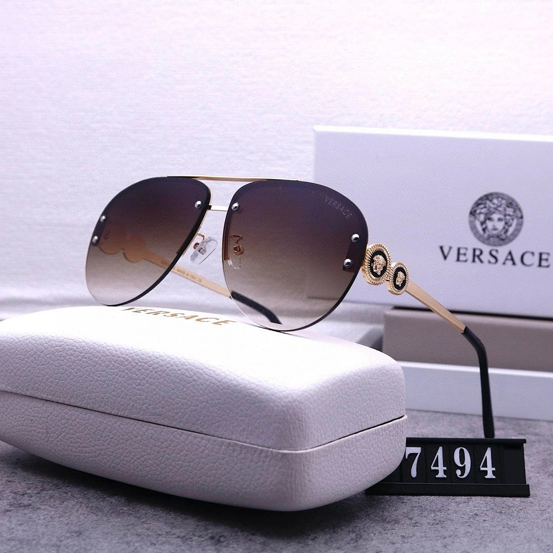 Versace Gray Tinted Lens Square Sunglasses, Polished Frame Style 25