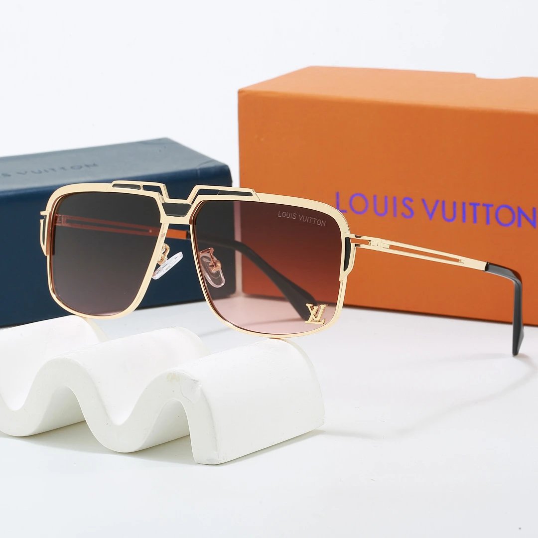 Louis Vuitton Brown Tinted Lens Square Sunglasses, Polished Frame Style 28