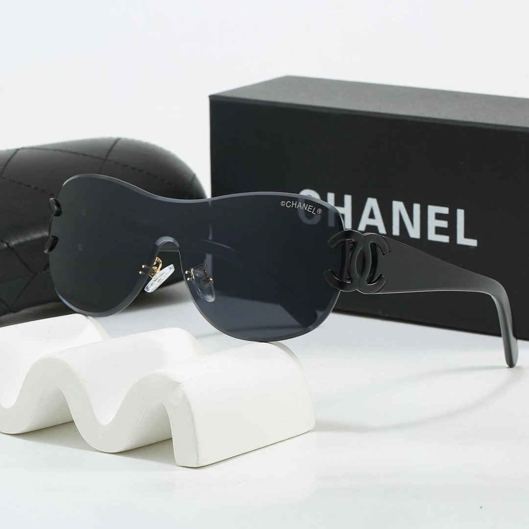 Chanel Black Tinted Lens Square Sunglasses, Polished Frame Style 23