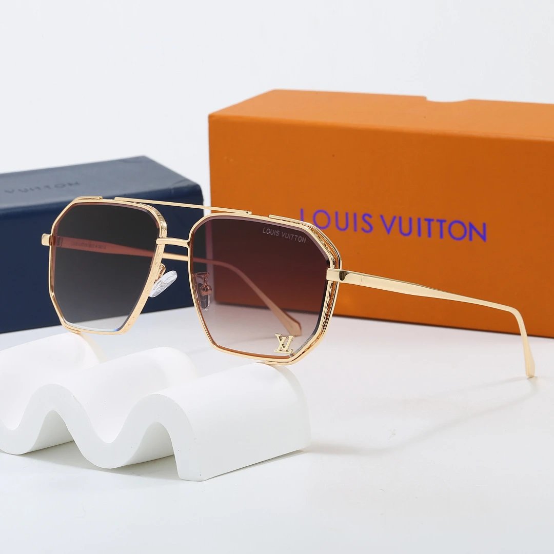 Louis Vuitton Brown Tinted Lens Square Sunglasses, Polished Frame Style 16