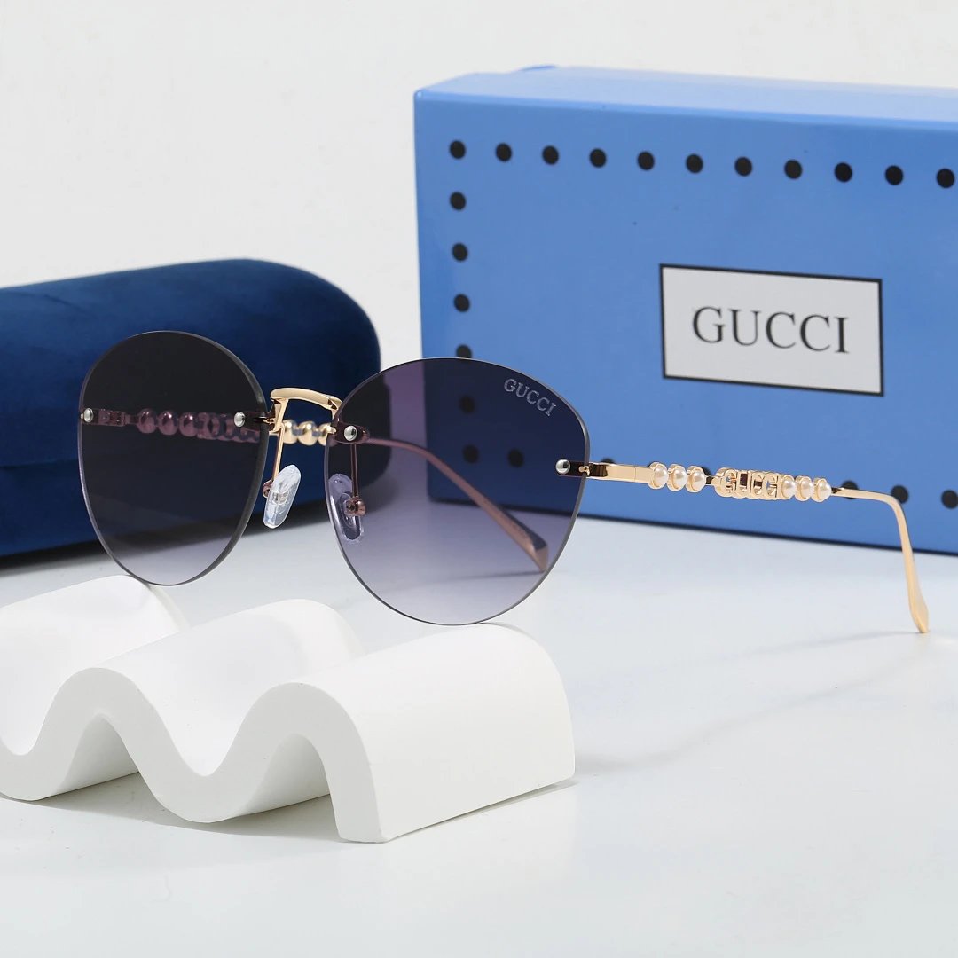 Gucci Blue Tinted Lens Square Sunglasses, Polished Frame Style 30