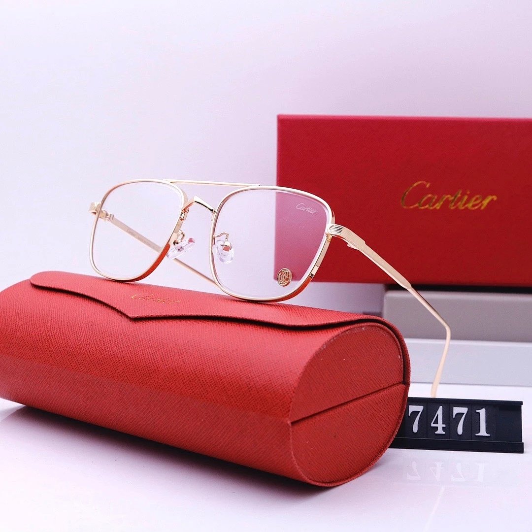 Cartier Red Tinted Lens Geometric Sunglasses, Polished Frame Style 02