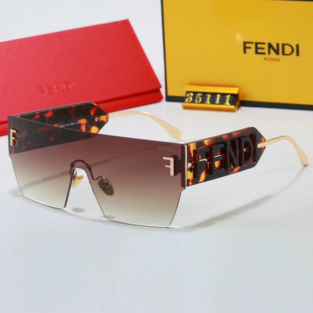 Fendi Brown Tinted Lens Square Sunglasses, Polished Frame Style 17