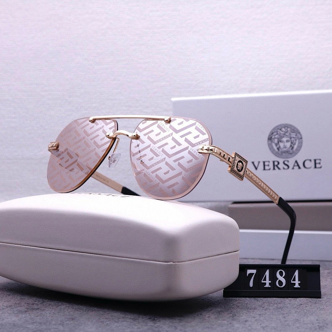 Versace Gray Tinted Lens Square Sunglasses, Polished Frame Style 07