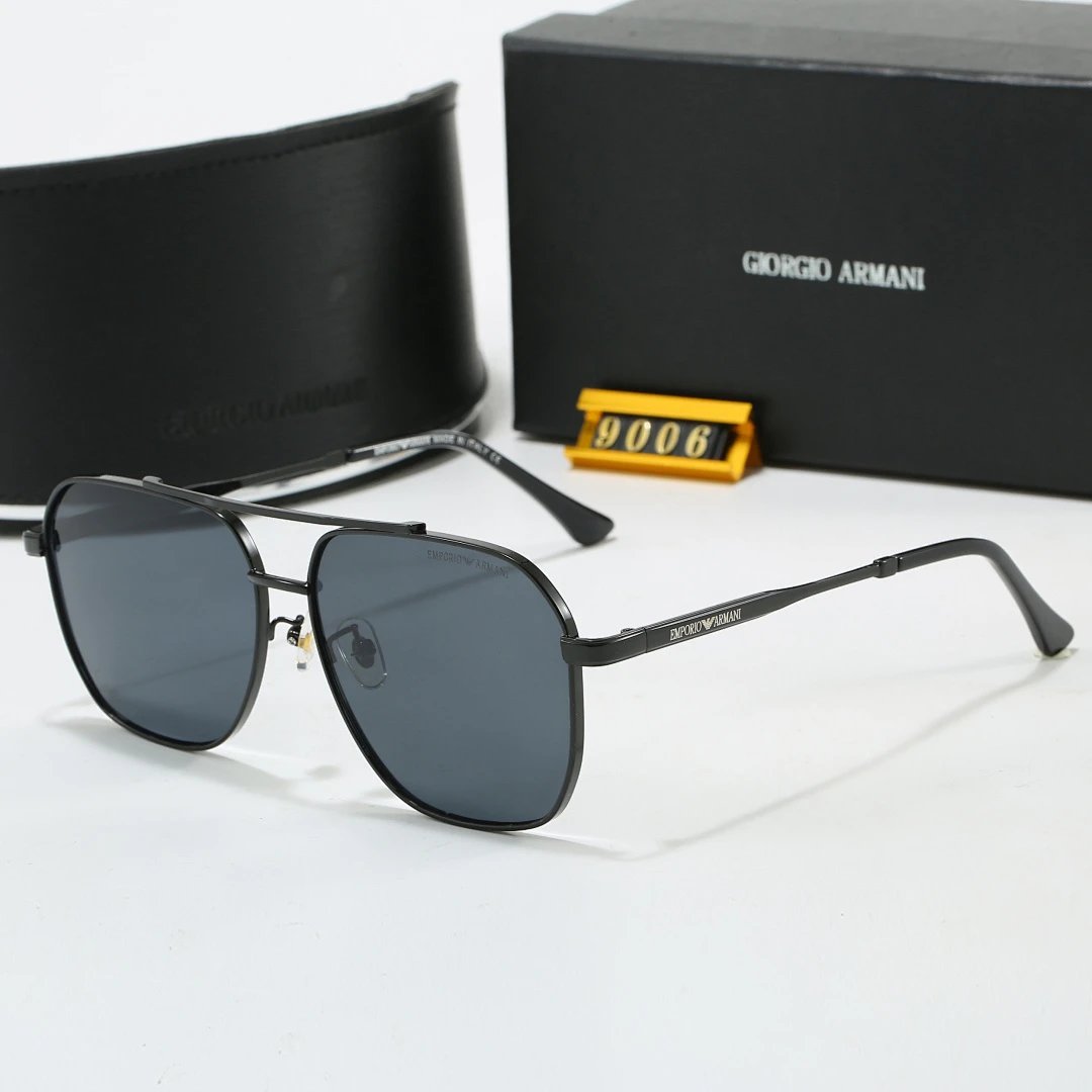 Armani Black Tinted Lens Square Sunglasses, Polished Frame Style 04