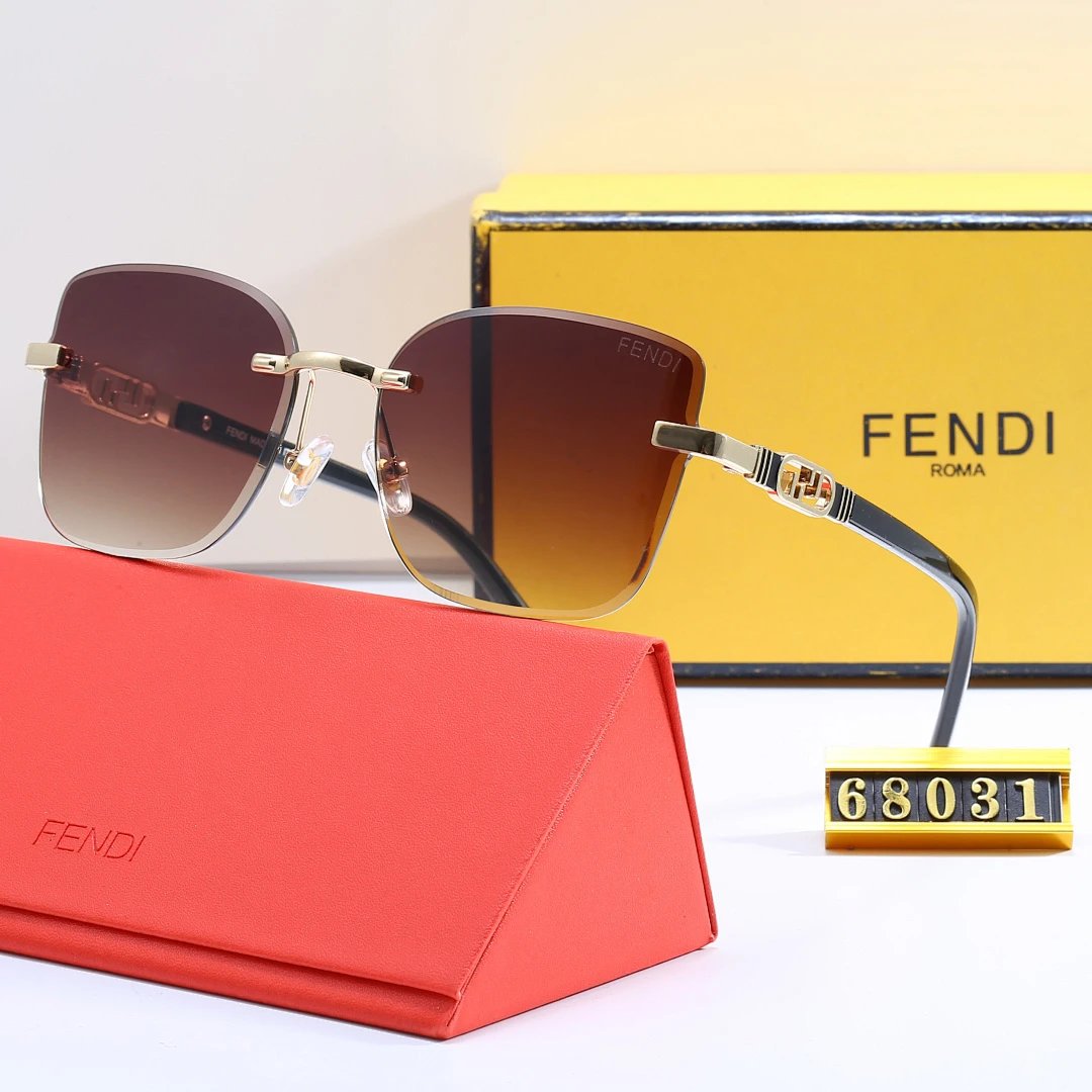 Fendi Brown Tinted Lens Square Sunglasses, Polished Frame Style 07