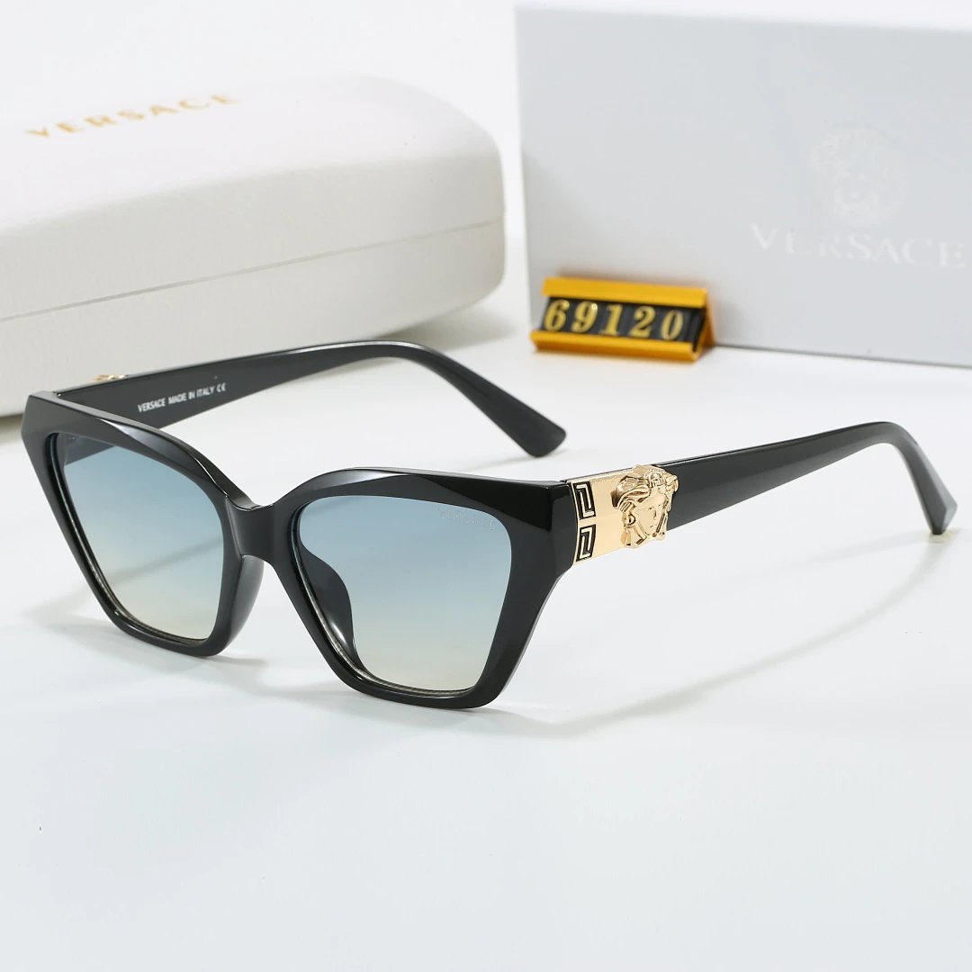 Versace Black Tinted Lens Designer Sunglasses, Polished Frame Style 02