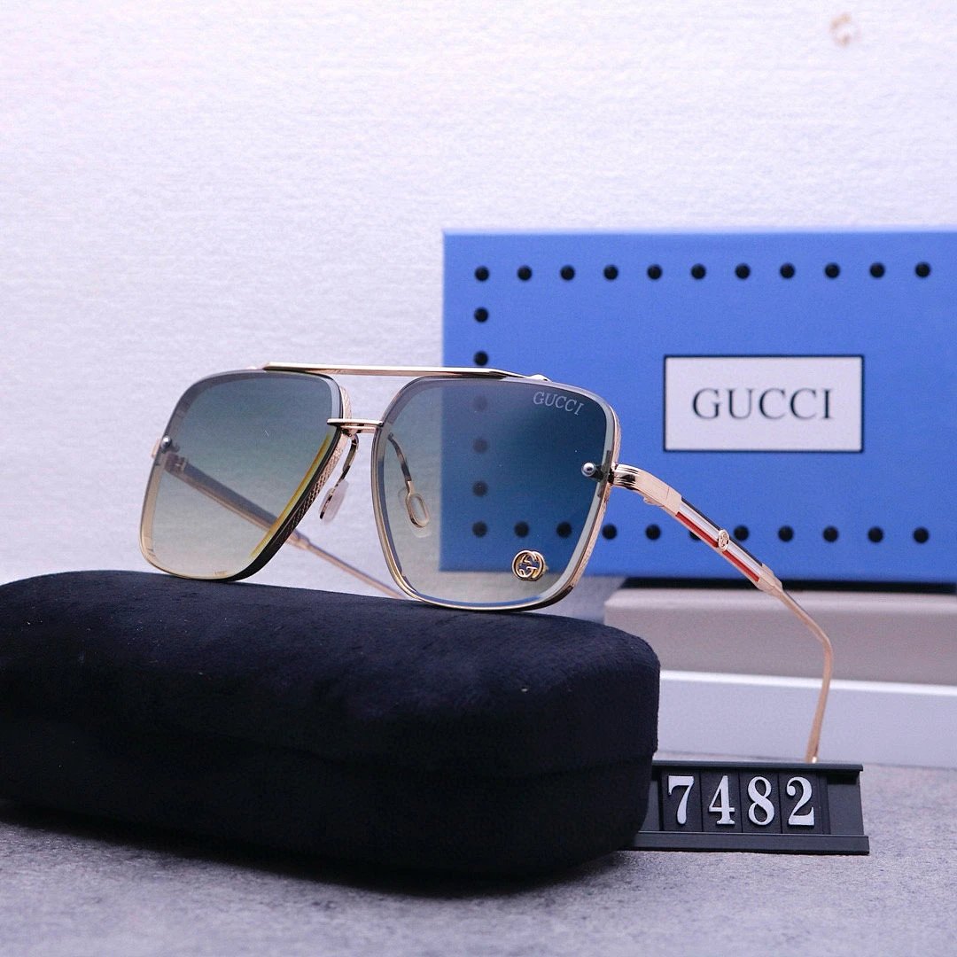 Gucci Blue Tinted Lens Square Sunglasses, Polished Frame Style 11